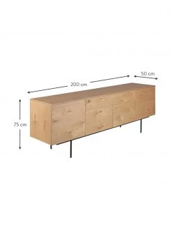 Sideboard Allure mit Schublade und Türen aus Eichenholzfurnier, B 200 x H 75 cm -Flur & Diele Verkäufe Sideboard Allure mit Schublade und Turen aus Eichenholzfurnier 3
