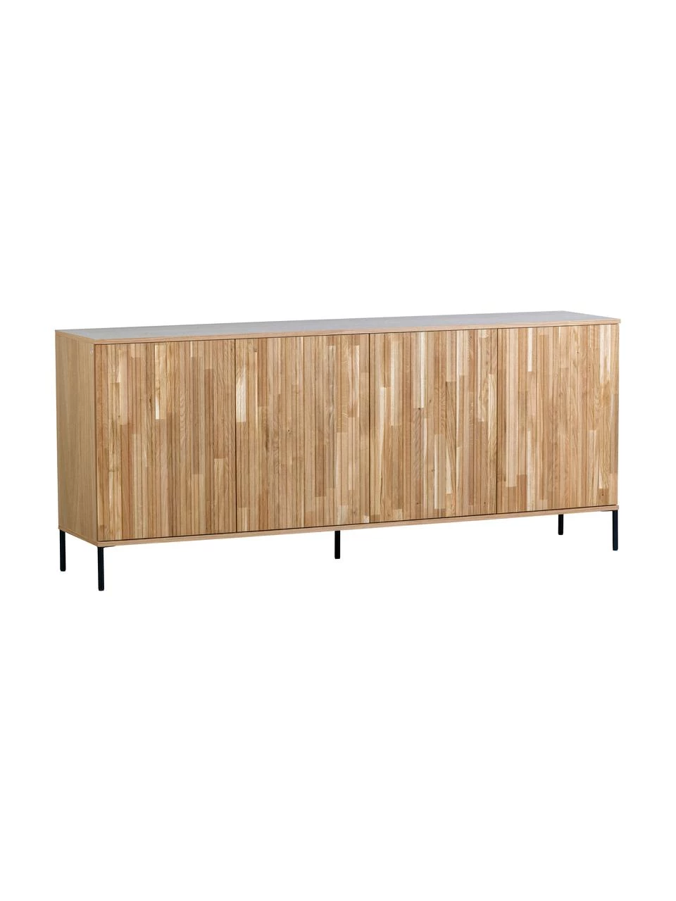 Sideboard Avourio mit geriffelter Front aus Eichenholz, 4-türig, B 200 x H 85 cm 1 Sideboard Avourio mit geriffelter Front aus Eichenholz, 4-türig, B 200 x H 85 cm