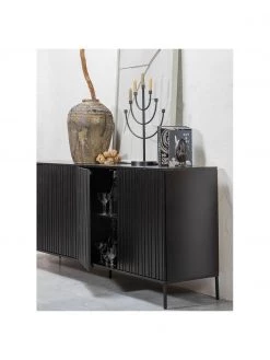 Sideboard Avourio mit geriffelter Front aus Kiefernholz, 4-türig, B 200 x H 85 cm -Flur & Diele Verkäufe Sideboard Avourio mit geriffelter Front aus Kiefernholz 4 turig 2