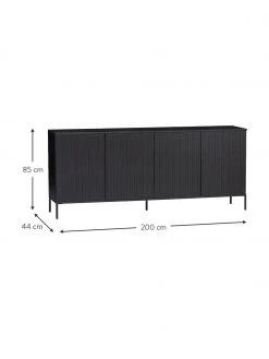 Sideboard Avourio mit geriffelter Front aus Kiefernholz, 4-türig, B 200 x H 85 cm -Flur & Diele Verkäufe Sideboard Avourio mit geriffelter Front aus Kiefernholz 4 turig 3