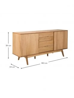Sideboard Bettina mit Schubladen und Eichenholzfurnier, B 180 x H 84 cm -Flur & Diele Verkäufe Sideboard Bettina mit Schubladen und Eichenholzfurnier 2