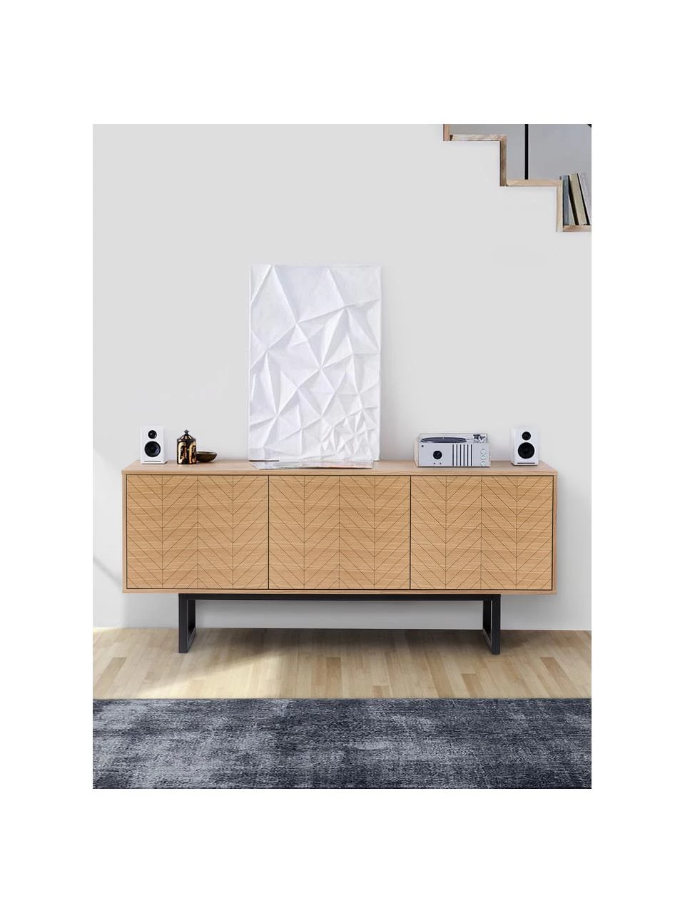 Woodman Sideboard Camden mit Türen und Eichenholzfurnier, B 175 x H 75 cm 2 Woodman Sideboard Camden mit Türen und Eichenholzfurnier, B 175 x H 75 cm – Bild 2