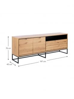 Sideboard Dalarna mit Türen und Eichenholzfurnier, B 197 x H 76 cm 8 Sideboard Dalarna mit Türen und Eichenholzfurnier, B 197 x H 76 cm -Flur & Diele Verkäufe Sideboard Dalarna mit Turen und Eichenholzfurnier 2