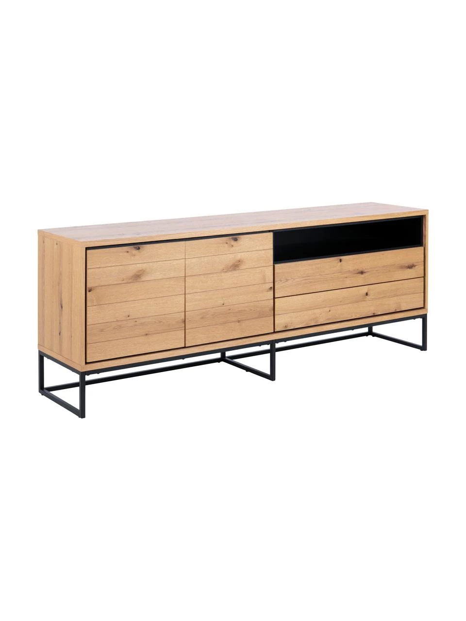 Sideboard Dalarna mit Türen und Eichenholzfurnier, B 197 x H 76 cm 1 Sideboard Dalarna mit Türen und Eichenholzfurnier, B 197 x H 76 cm