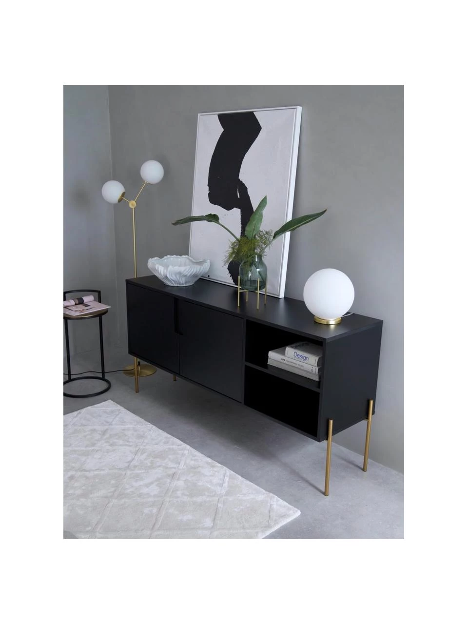 Westwing Collection Sideboard Jesper mit Türen in Schwarz, B 160 x H 80 cm 2 Westwing Collection Sideboard Jesper mit Türen in Schwarz, B 160 x H 80 cm – Bild 2