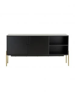 Westwing Collection Sideboard Jesper mit Türen in Schwarz, B 160 x H 80 cm 9 Westwing Collection Sideboard Jesper mit Türen in Schwarz, B 160 x H 80 cm -Flur & Diele Verkäufe Sideboard Jesper mit Turen in Schwarz 3