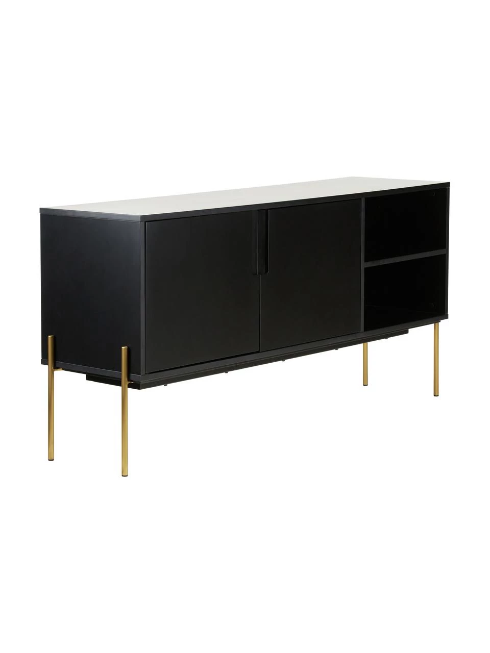 Westwing Collection Sideboard Jesper mit Türen in Schwarz, B 160 x H 80 cm 1 Westwing Collection Sideboard Jesper mit Türen in Schwarz, B 160 x H 80 cm