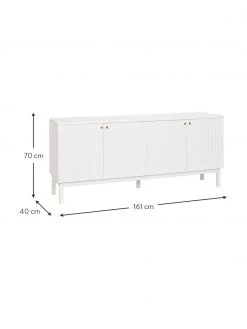 Rowico Sideboard Lewiston mit geriffelter Front in Weiß, B 161 x H 70 cm -Flur & Diele Verkäufe Sideboard Lewiston mit geriffelter Front in Weiss 2