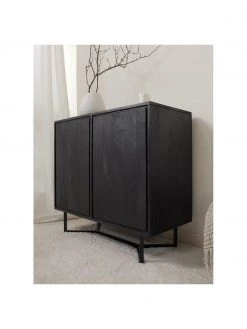 Westwing Collection Sideboard Luca aus Massivholz in Schwarz, B 90 x H 83 cm -Flur & Diele Verkäufe Sideboard Luca aus Massivholz in Schwarz 2