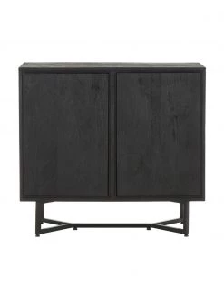 Westwing Collection Sideboard Luca aus Massivholz in Schwarz, B 90 x H 83 cm -Flur & Diele Verkäufe Sideboard Luca aus Massivholz in Schwarz 5