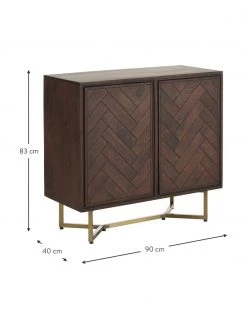 Westwing Collection Sideboard Luca aus Massivholz mit Fischgrät-Muster, B 90 x H 83 cm -Flur & Diele Verkäufe Sideboard Luca aus Massivholz mit Fischgrat Muster 2