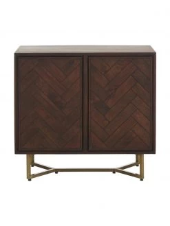 Westwing Collection Sideboard Luca aus Massivholz mit Fischgrät-Muster, B 90 x H 83 cm -Flur & Diele Verkäufe Sideboard Luca aus Massivholz mit Fischgrat Muster 4