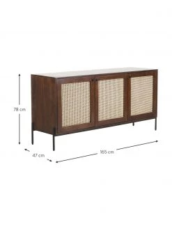 Westwing Collection Sideboard Vienna mit Wiener Geflecht in Dunkelbraun, B 165 x H 78 cm -Flur & Diele Verkäufe Sideboard Vienna mit Wiener Geflecht in Dunkelbraun 2