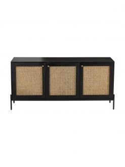 Westwing Collection Sideboard Vienna mit Wiener Geflecht in Schwarz, B 165 x H 78 cm -Flur & Diele Verkäufe Sideboard Vienna mit Wiener Geflecht in Schwarz 3