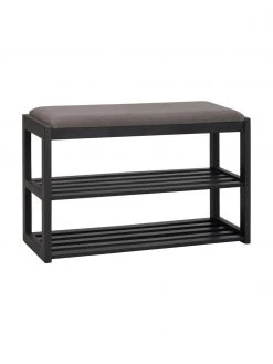 Rowico Sitzbank Confetti mit Schuhregal aus Eichenholz in Schwarz, B 80 x H 52 cmNur noch wenige verfügbar