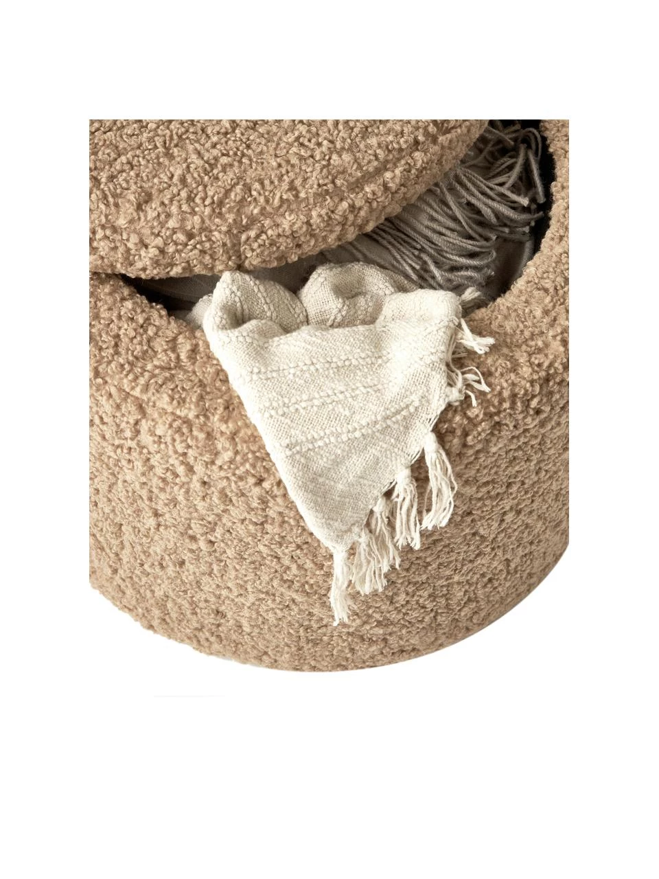 Westwing Collection Teddy-Hocker Alida mit Stauraum in Braun, Ø 50 x H 42 cm 4 Westwing Collection Teddy-Hocker Alida mit Stauraum in Braun, Ø 50 x H 42 cm – Bild 4