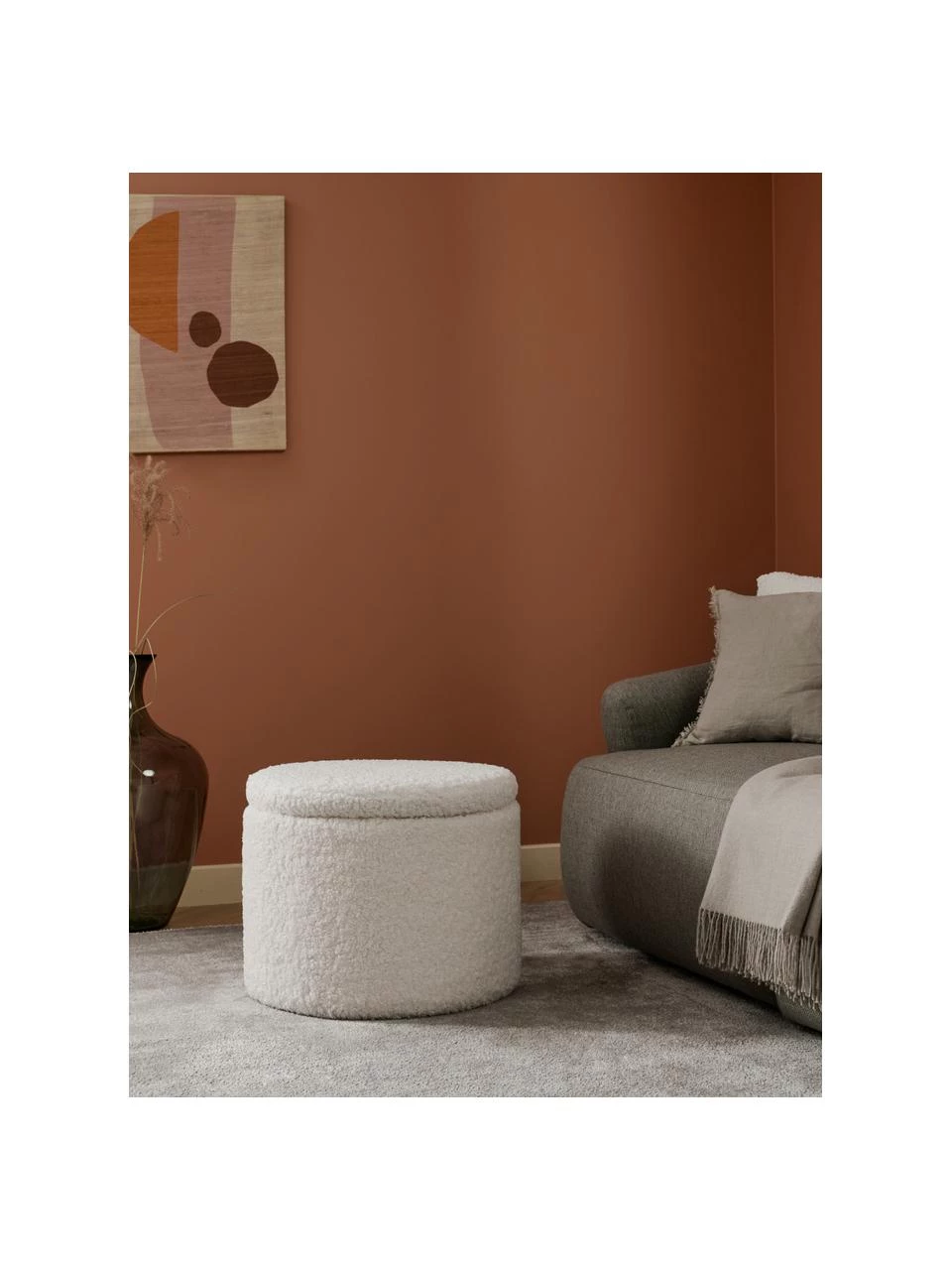 Westwing Collection Teddy-Hocker Alida mit Stauraum in Weiß, Ø 50 x H 42 cm 3 Westwing Collection Teddy-Hocker Alida mit Stauraum in Weiß, Ø 50 x H 42 cm – Bild 3