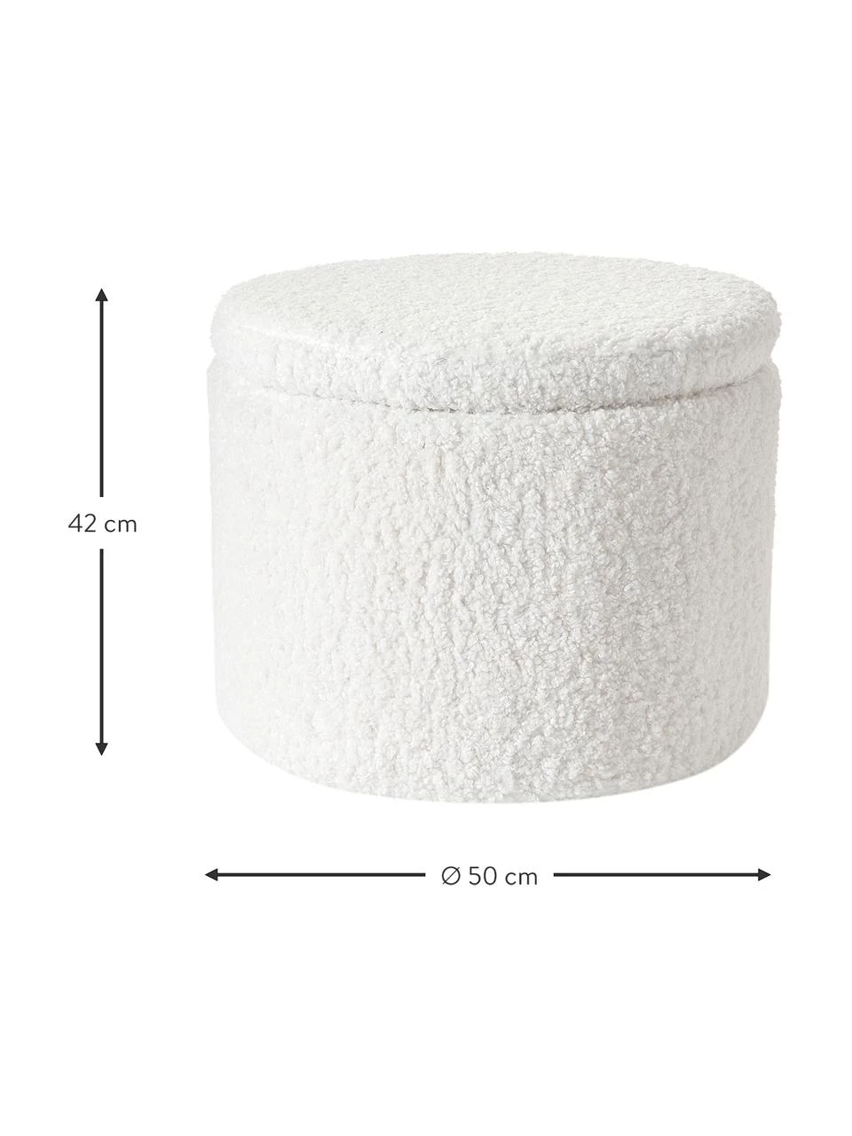 Westwing Collection Teddy-Hocker Alida mit Stauraum in Weiß, Ø 50 x H 42 cm 4 Westwing Collection Teddy-Hocker Alida mit Stauraum in Weiß, Ø 50 x H 42 cm – Bild 4