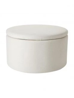 Westwing Collection XL Polsterhocker Alida mit Stauraum in Beige, Ø 70 x H 42 cm