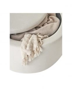 Westwing Collection XL Polsterhocker Alida mit Stauraum in Beige, Ø 70 x H 42 cm -Flur & Diele Verkäufe XL Polsterhocker Alida mit Stauraum in Beige 3