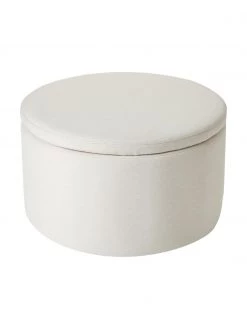 Westwing Collection XL Polsterhocker Alida mit Stauraum in Beige, Ø 70 x H 42 cm -Flur & Diele Verkäufe XL Polsterhocker Alida mit Stauraum in Beige 4