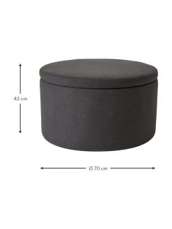 Westwing Collection XL Polsterhocker Alida mit Stauraum in Dunkelgrau, Ø 70 x H 42 cm -Flur & Diele Verkäufe XL Polsterhocker Alida mit Stauraum in Dunkelgrau 2