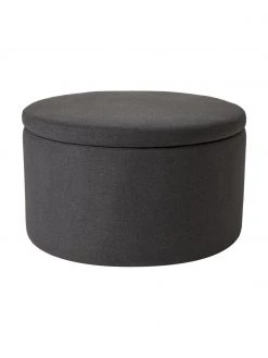 Westwing Collection XL Polsterhocker Alida mit Stauraum in Dunkelgrau, Ø 70 x H 42 cm