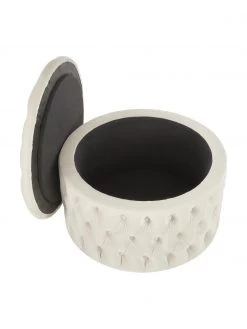 Westwing Collection XL Samt-Hocker Chiara mit Stauraum in Cremeweiß, Ø 70 x H 42 cm -Flur & Diele Verkäufe XL Samt Hocker Chiara mit Stauraum in Cremeweiss 3