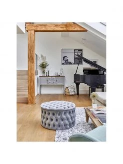 Westwing Collection XL Samt-Hocker Chiara mit Stauraum in Grau, Ø 70 x H 42 cm -Flur & Diele Verkäufe XL Samt Hocker Chiara mit Stauraum in Grau 2