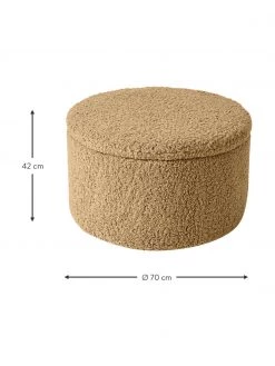 Westwing Collection XL Teddy-Hocker Alida mit Stauraum in Braun, Ø 70 x H 42 cm -Flur & Diele Verkäufe XL Teddy Hocker Alida mit Stauraum in Braun 2