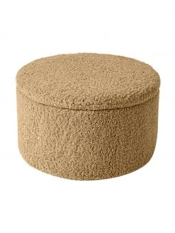 Westwing Collection XL Teddy-Hocker Alida mit Stauraum in Braun, Ø 70 x H 42 cm