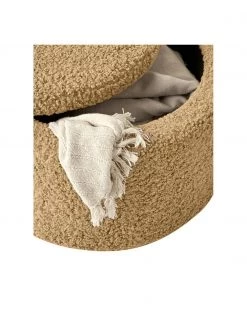 Westwing Collection XL Teddy-Hocker Alida mit Stauraum in Braun, Ø 70 x H 42 cm -Flur & Diele Verkäufe XL Teddy Hocker Alida mit Stauraum in Braun 3